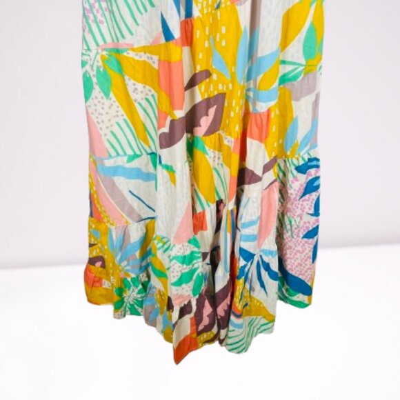 Stile Collection Soleil Cotton Lined Boho Beachy Maxi Dress Sz M Vibrant Floral - Picture 9 of 14